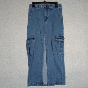 No Boundaries Cargo Maxi Skirt Size 7 Front Slit Denim Y2K Streetwear 90s Style